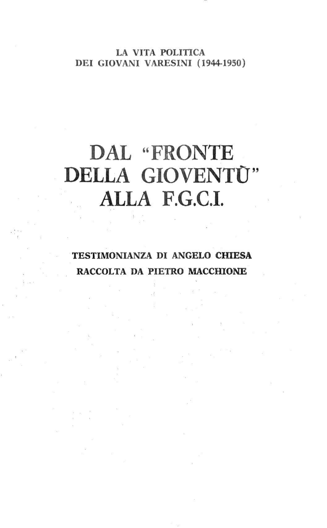 Dal “Fronte della gioventù” alla FGCI
