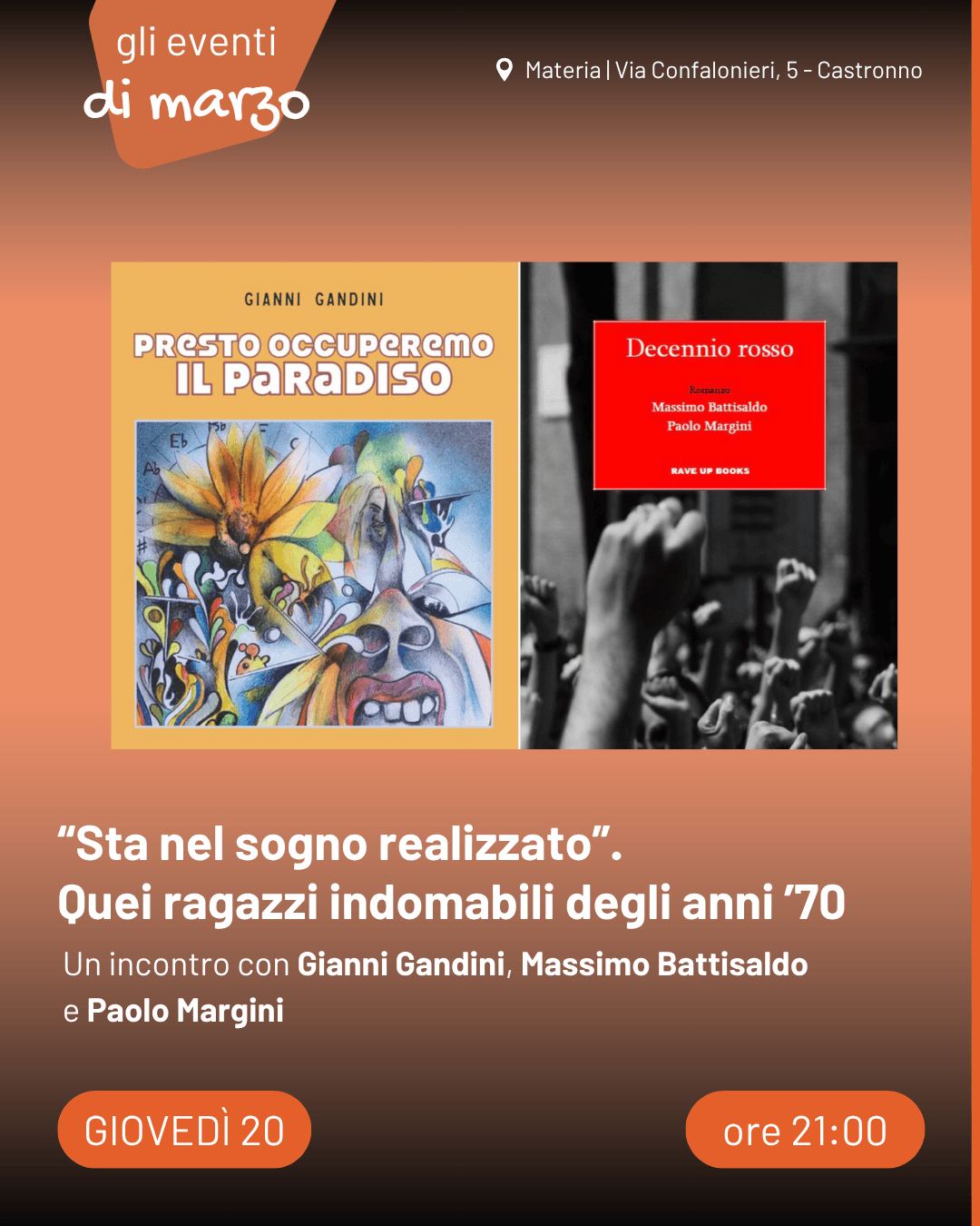 incontro con Gianni Gandini, Massimo Battisaldo e Paolo Margini